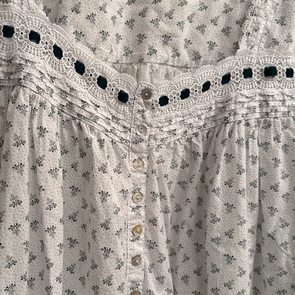 Eileen West Ballet Night Gown Long Sleeve 100% Cotton, Lace with velvet ribbon - Picture 8 of 15